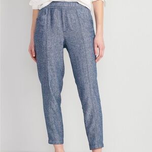 Old Navy High-Waisted Chambray Cropped Linen-Blend Pants